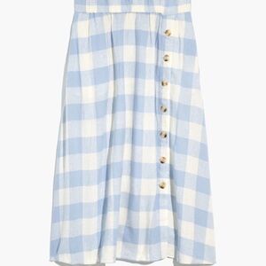 Madewell Light Blue and White Plaid A-Line Skirt Linen blend cottagecore western